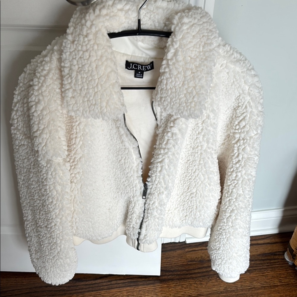 J. Crew Women's White Sherpa Jacket
